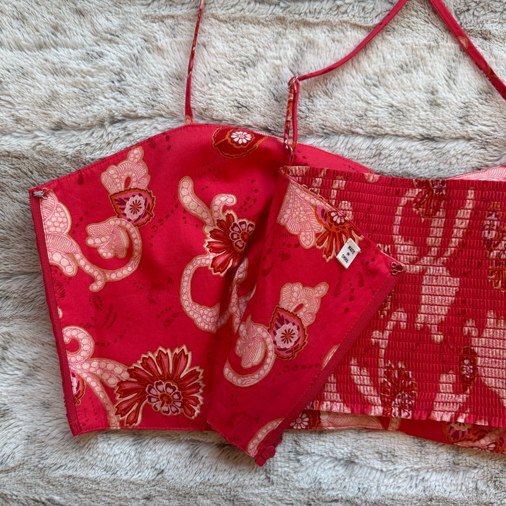A.L.C. Arit Floral Sweetheart Crop Top in Calla Size 12 - Picture 9 of 16